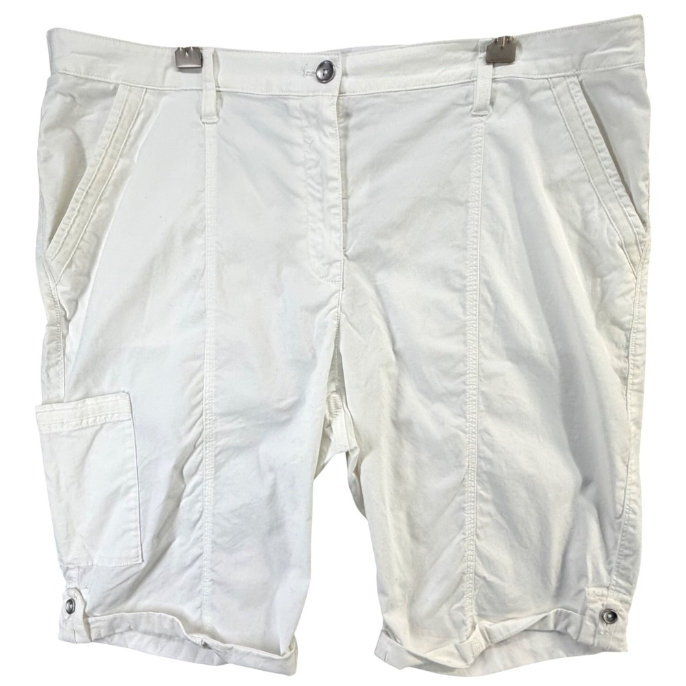 Chicos Cargo Bermuda Shorts Size 3 US XL White Utility Casual Classic Coastal